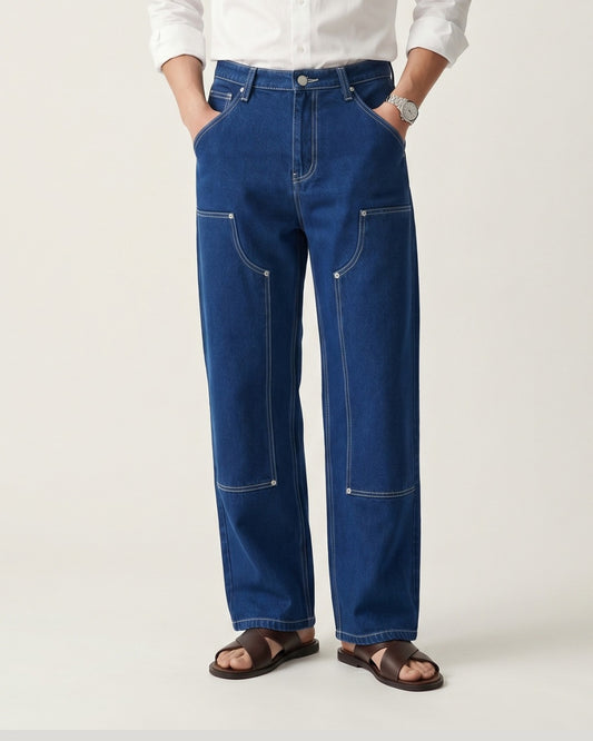 WIDELEG RAW JEANS-NAVY BLUE