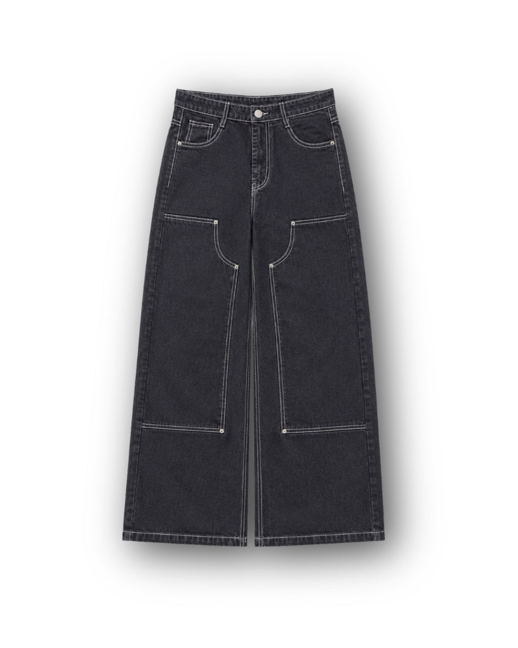 WIDELEG RAW JEANS-BLACK GOLD CONTRAST STITCH