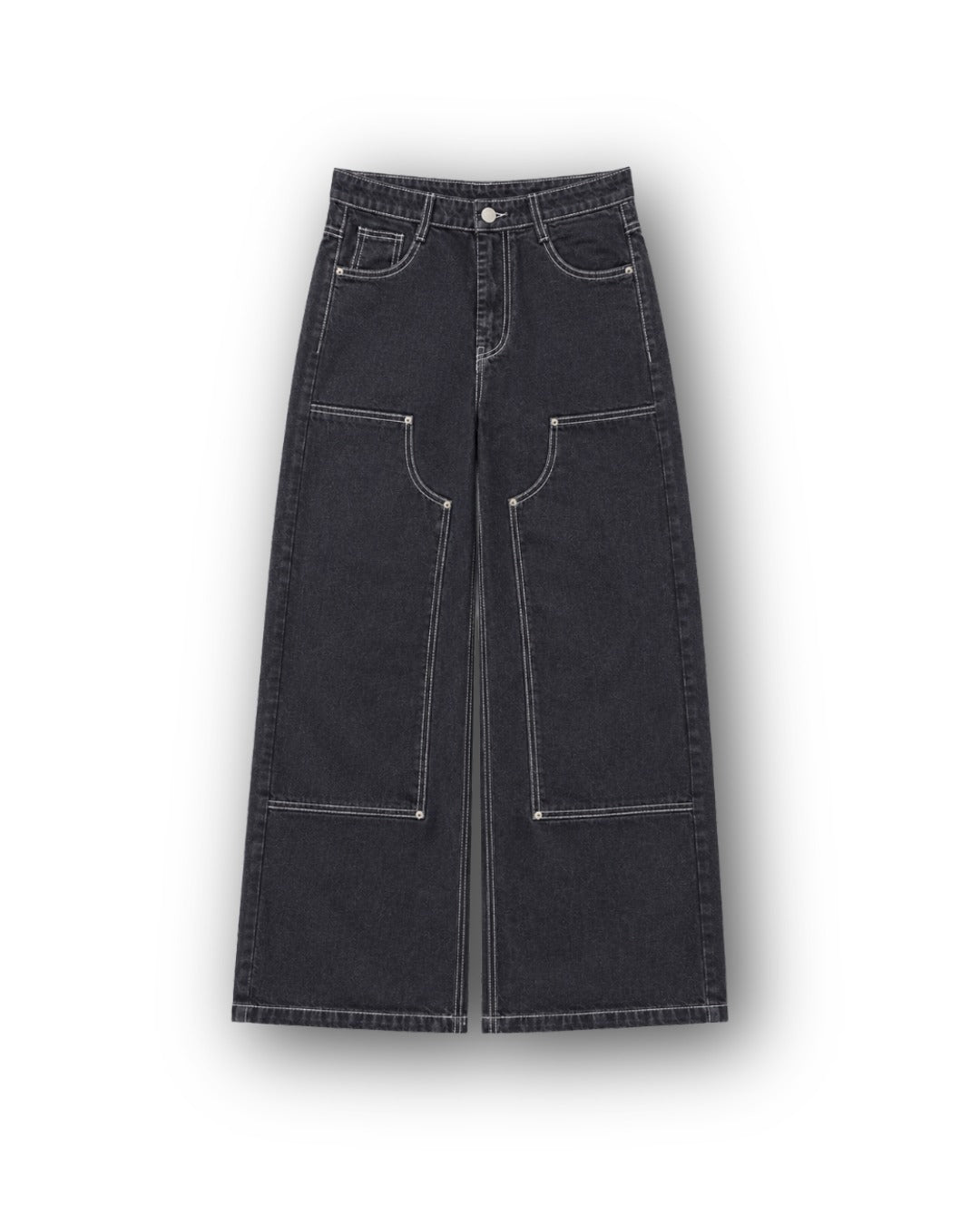 WIDELEG RAW JEANS-BLACK GOLD CONTRAST STITCH