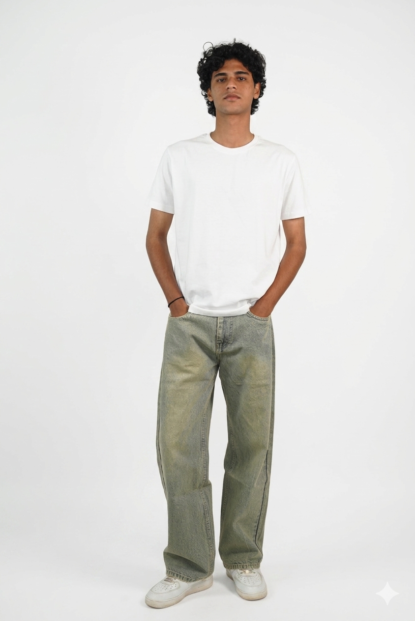 STRAIGHT FIT JEANS-YELLOW