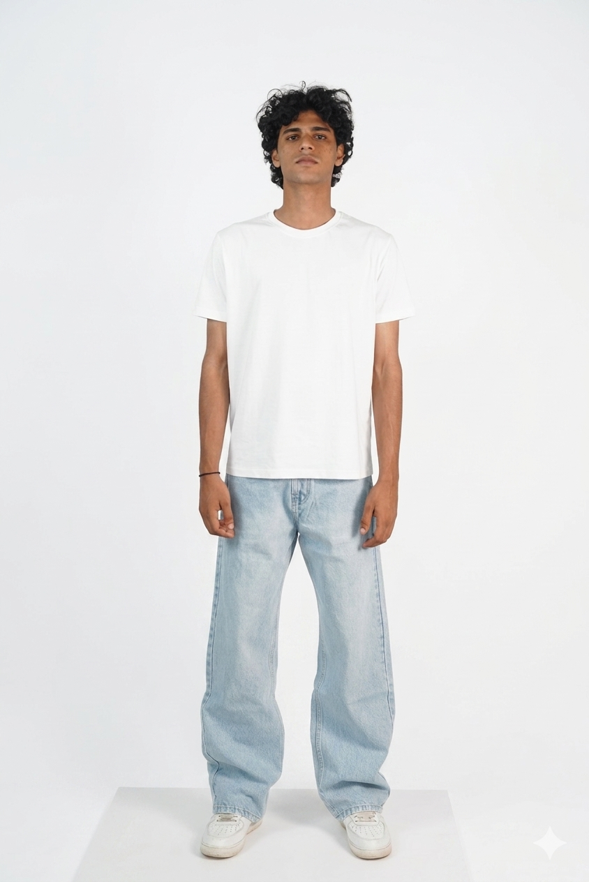 STRAIGHT FIT JEANS-LIGHT BLUE