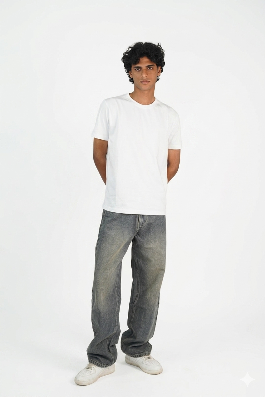 STRAIGHT FIT JEANS-GREY