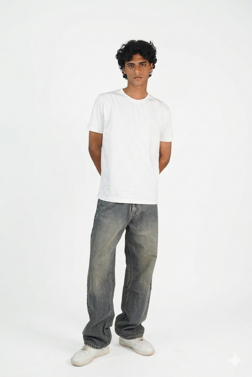 STRAIGHT FIT JEANS-GREY