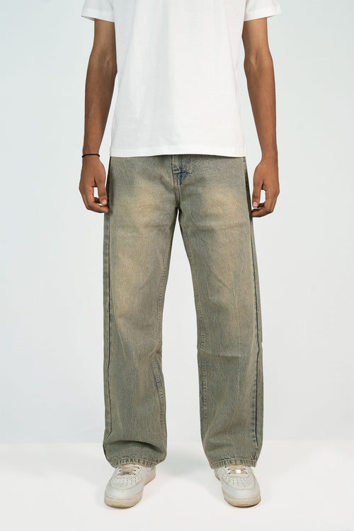 STRAIGHT FIT JEANS-YELLOW