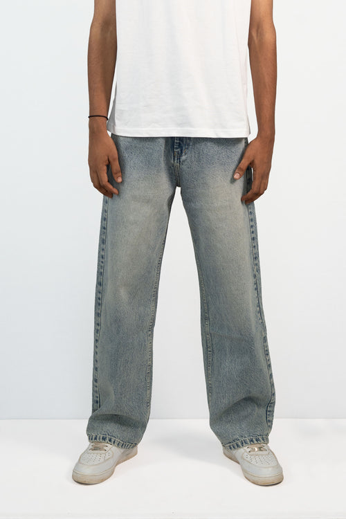 STRAIGHT FIT JEANS-WHITE BLUE