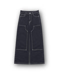 WIDELEG RAW JEANS-BLACK WHITE CONTRAST STITCH