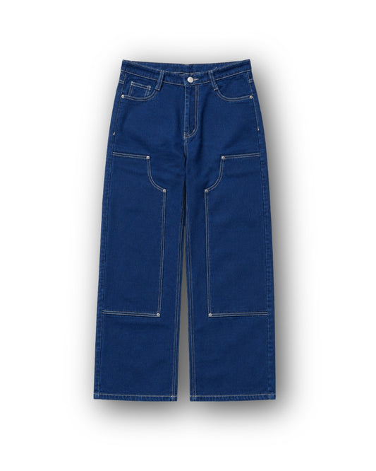 WIDELEG RAW JEANS-NAVY BLUE